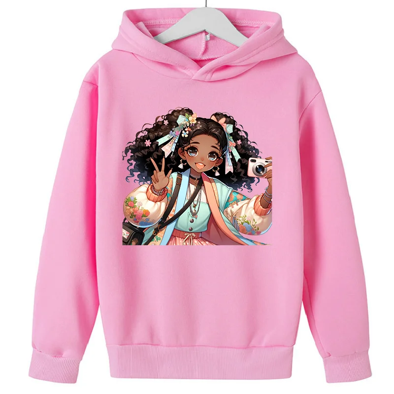 Elegante chica de dibujos animados estampado gráfico Casual y cómodo cuello redondo manga larga sudadera suéter ropa para niños