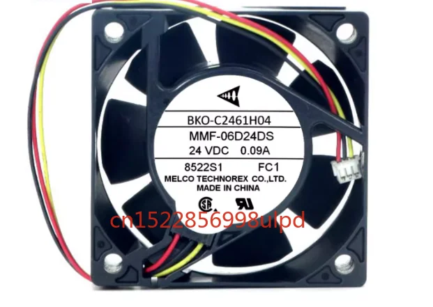 

Cooling Fan MMF-06D24DS-FC1 BKO-C2461H04 DC DC 24V 0.09A 6cm 6025 60X60X25mm 3-Wire