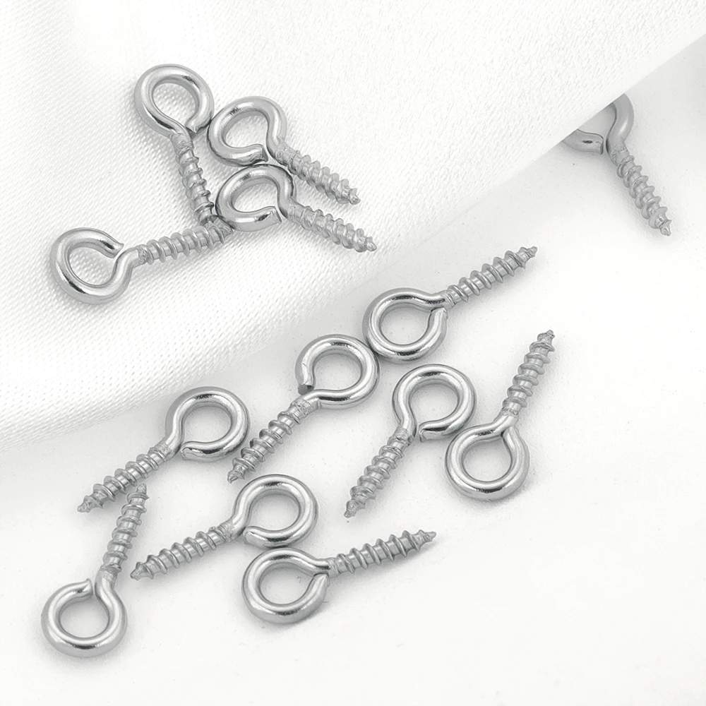 100pcs/lot Stainless Steel Eyepin Keychain Hook Eye Pins Mini Screw Pendants Threaded Pin Fitting DIY Jewelry Bracelet wholesale