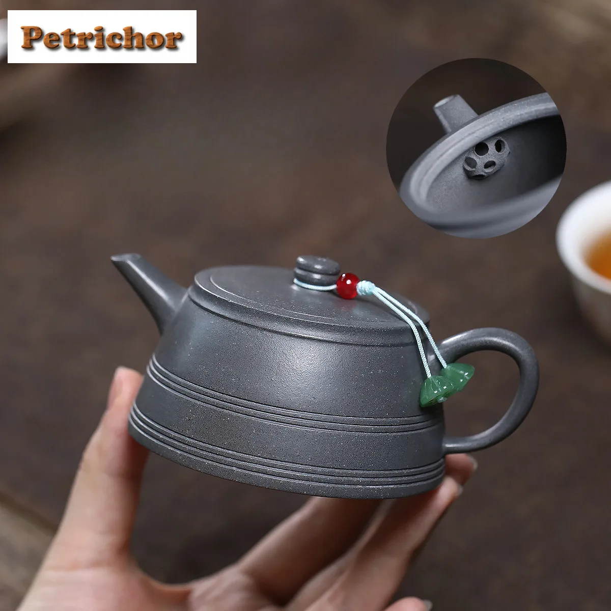 

130ml Retro Yixing Purple Clay Teapots Master Handmade Line Scoop Pot Raw Ore Azure Mud Tea Maker Kettle Chinese Zisha Tea Set