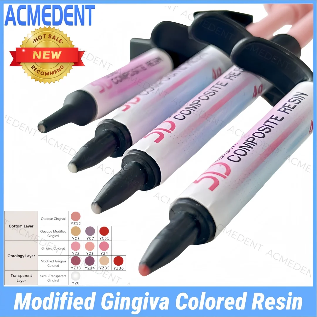 

4g Dental Modified Gingiva Colored Aesthetic Composite Resin Pink Shade 3D Gum Light Cure Gingiva Resin Syringe Adhesive Micro