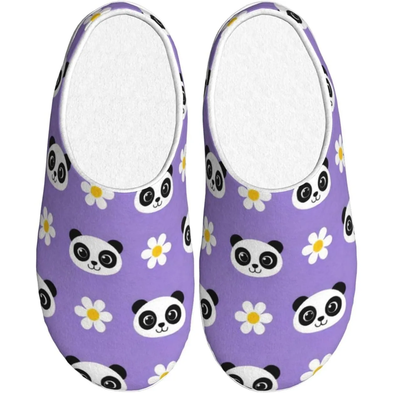 شباشب نسائية مريحة من كارتون باندا مع زهور، شباشب منزلية من القطن الناعم للاستخدام الداخلي والخارجي مع نعل مضاد للانزلاق #1