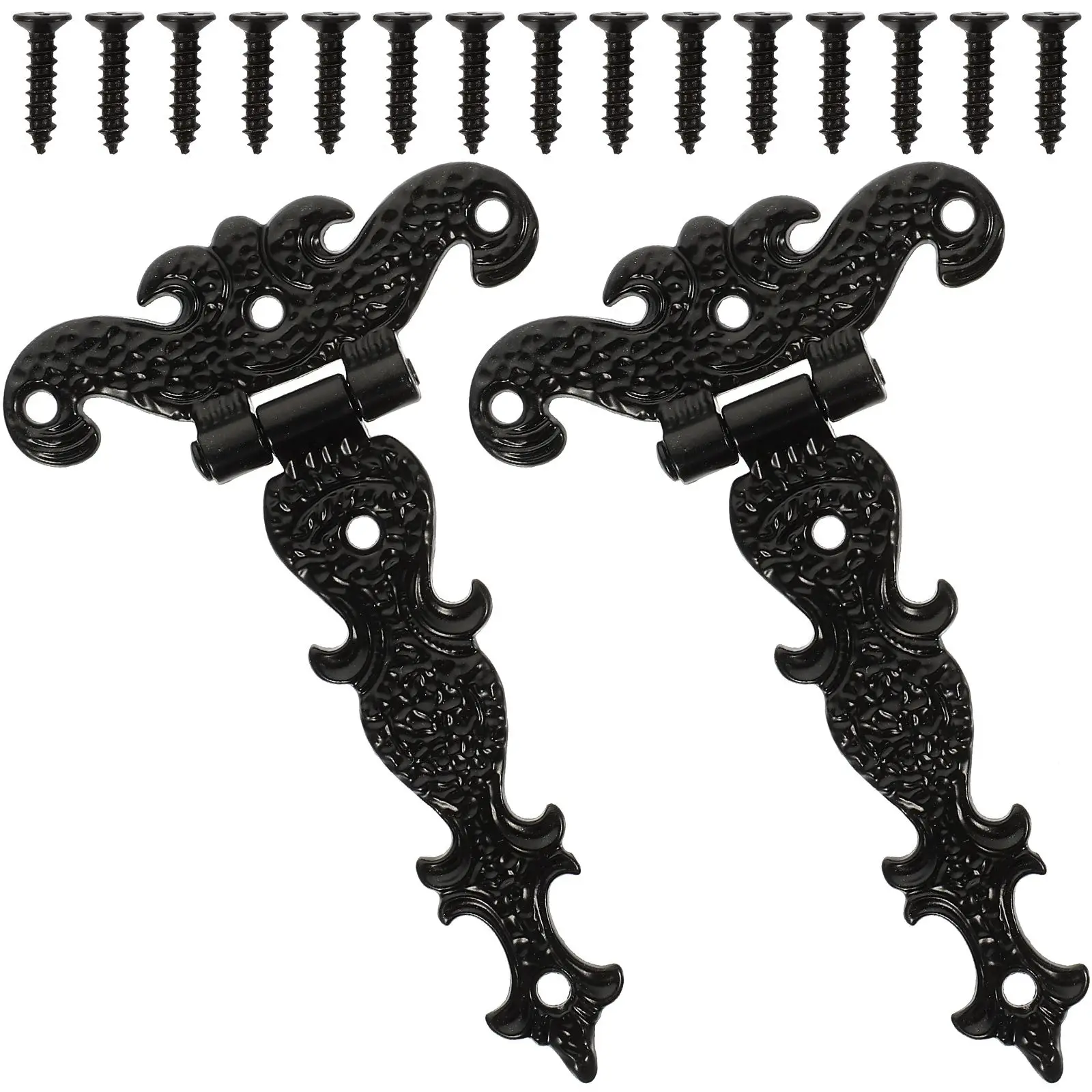 

2 Pcs Retro Hinges Zinc Alloy Black Heavy Duty Gate Hardware for Wooden Doors Fences DIY Projects 8 Screw Holes Stable Fixing