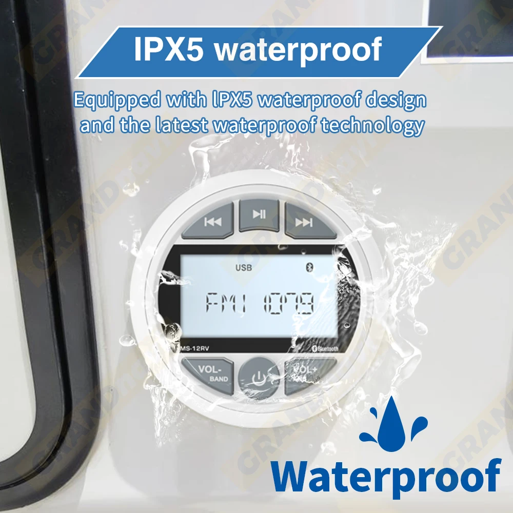 RV ستيريو ATV UTV IPX5 مقاوم للماء مشغل راديو MP3 بلوتوث FM AM الصوت ل محرك القارب المنزل RV يخت مقياس عربة مركبة بحرية