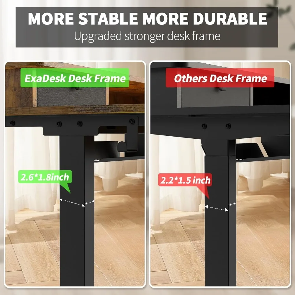 55 * 30 بوصة مكتب كهربائي متسع بارتفاع قابل للتعديل مع 4 أدراج، أرفف تخزين مزدوجة، مكتب قائم، مكتب منزلي #5