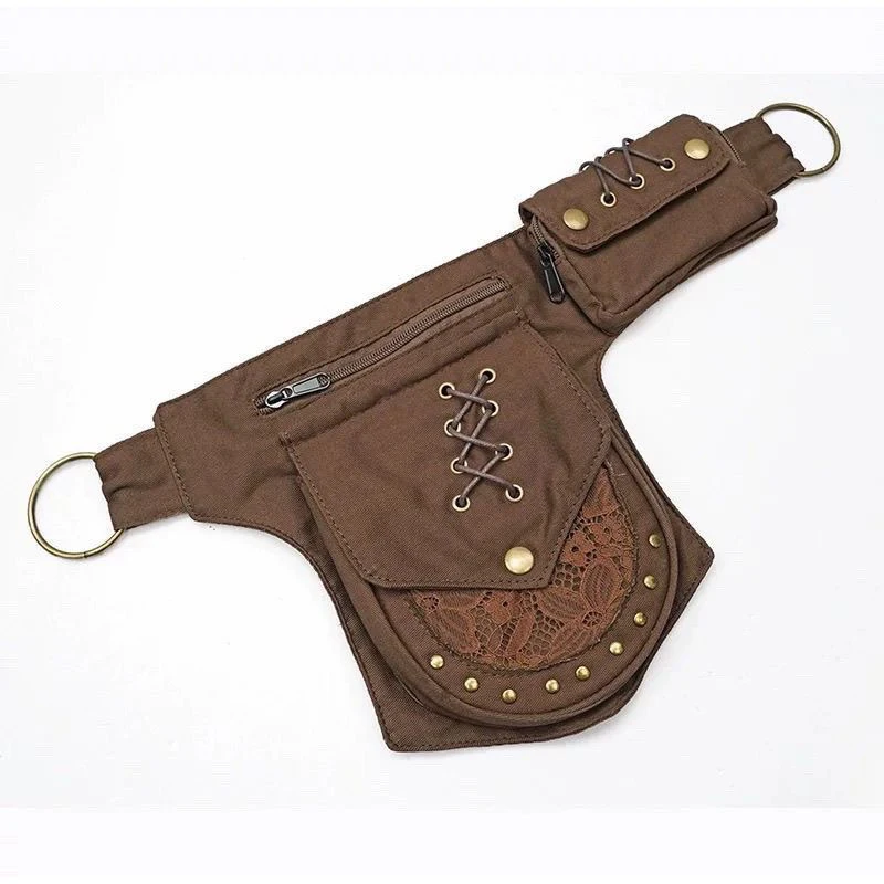 Multifunktionale Hüfttasche, Unisex-Handytasche mit Metallnieten und verstellbarem Gürtel, Beintasche, Outdoor-Hüfttasche für Damen, Edgy Purse – Detail 9