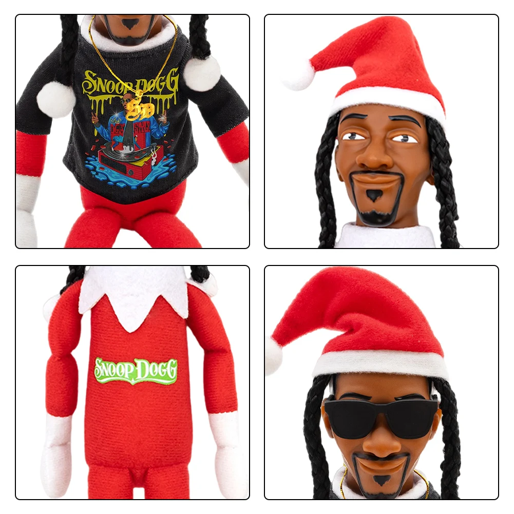 Snoop Dogg Snoop on a Stoop Christmas Elf Doll 2024 Christmas Decorations Plush Toys Including T-Shirt, Sunglasses and Necklace