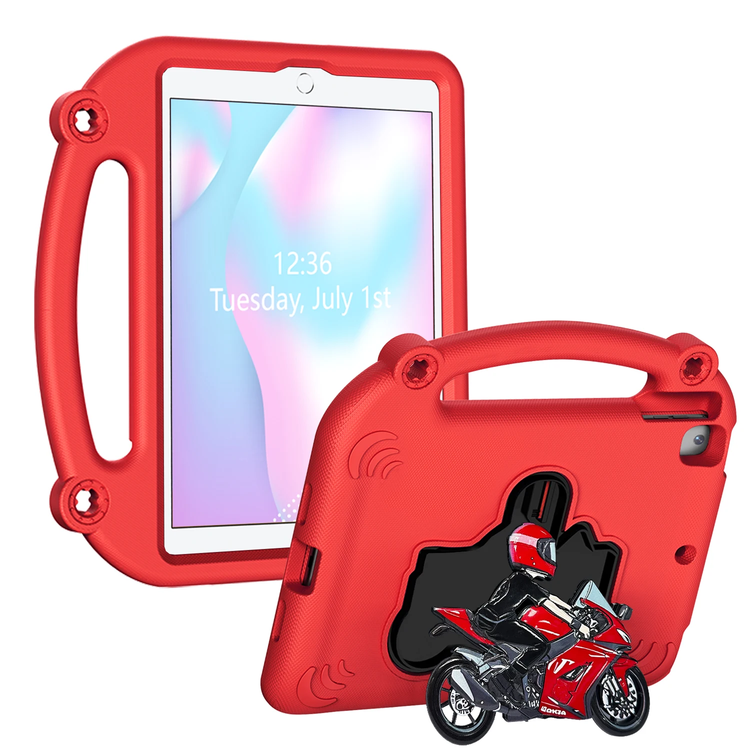 

Red cartoon motorcycle-shaped stand tablet protective case For iPad Case 10th Generation 10.2 9.7 iPad Pro 11 12.9 inch Mini6/7
