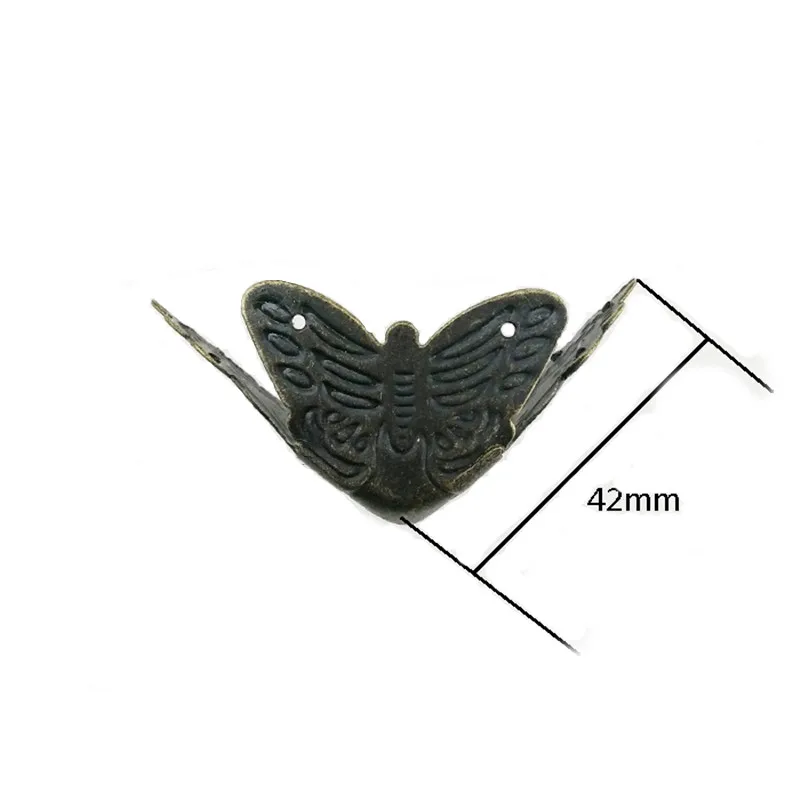 

Bronze Tone Butterfly Protector Decor,Triangle Corner,Anceient Vintage Flower Wine Gift Box Furniture Cover,42mm,4Pcs