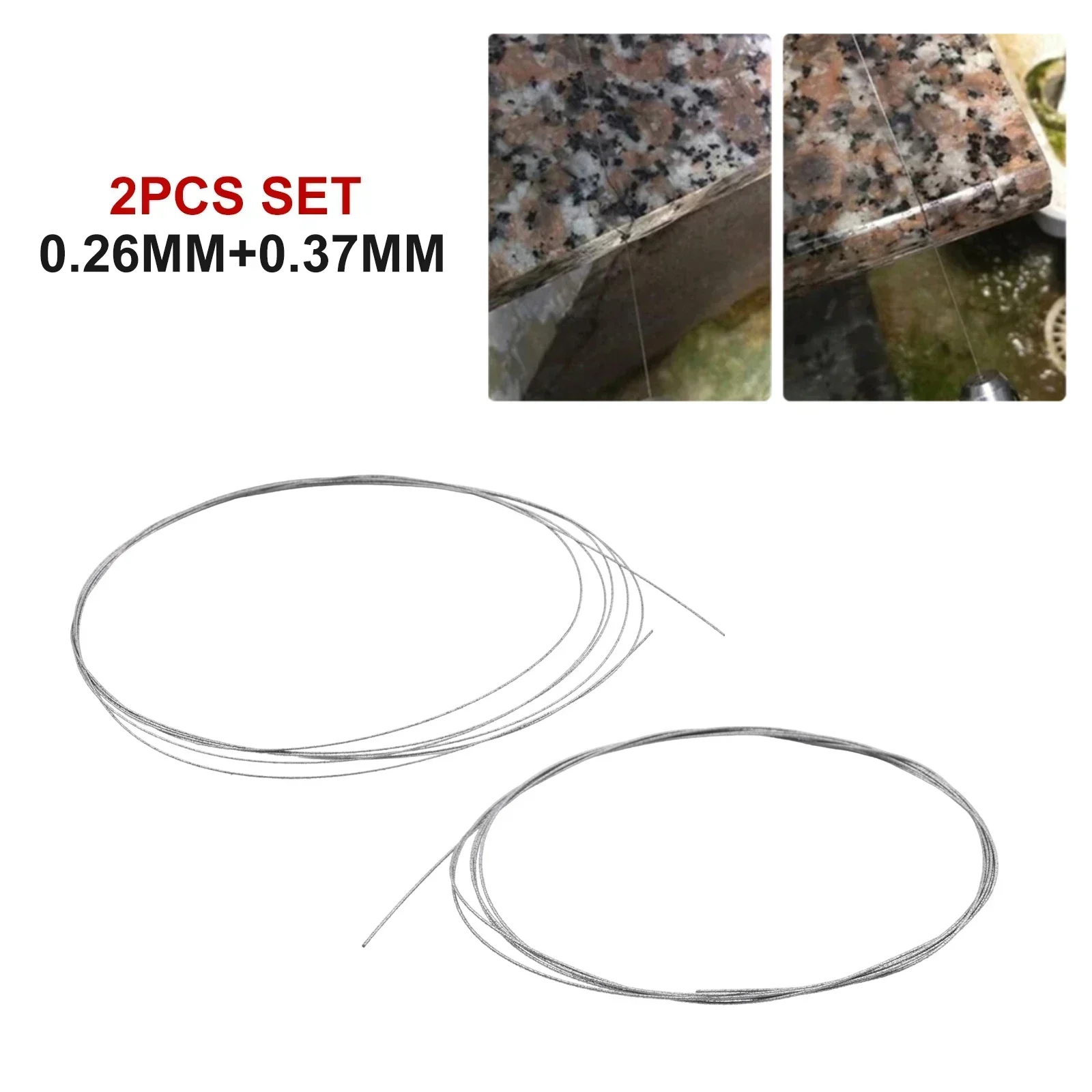 2pcs 1M Diamond Cutting Wire Saw Blades For Jade Glass Rock Marble Granite Stone Glass Cutting Wire Saw Cutter 0.26/0.37mm