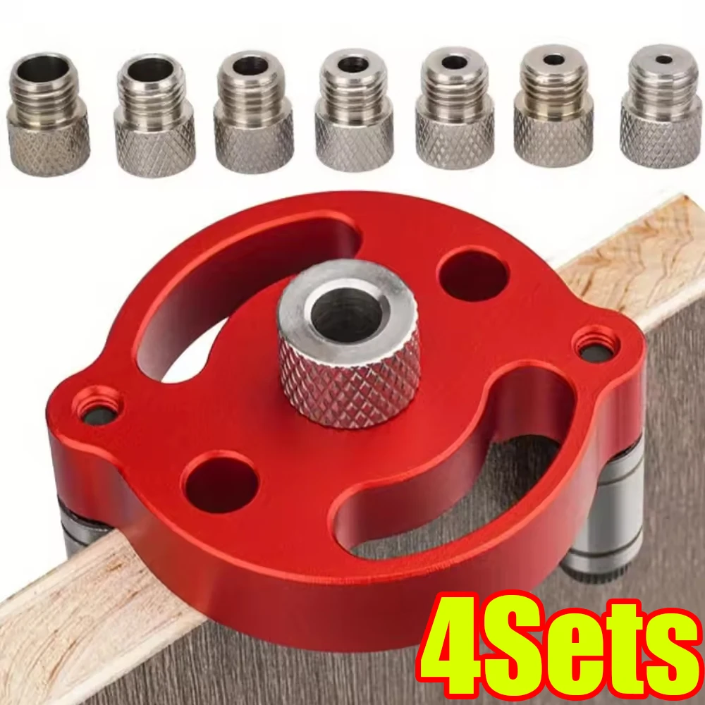 

1-4Set Woodworking Self-Centering Dowel Pocket Hole Jig 3-10mm with 8 Steel Bushing Drill Guide Locator for Furniture Connection