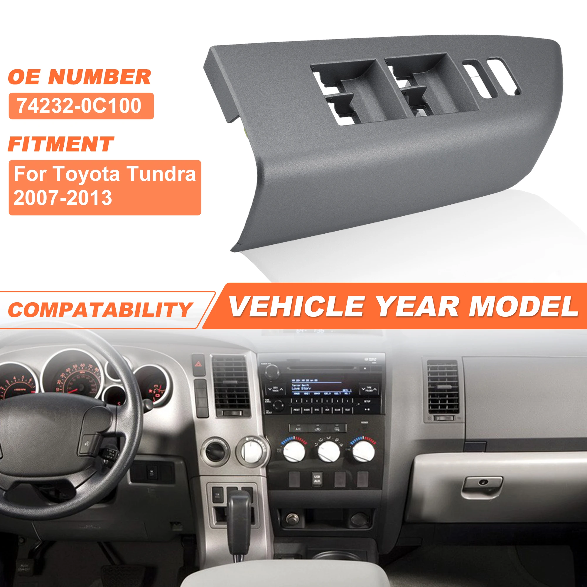 

UXCELL 1PCS Left Driver Door Window Switch Bezel Trim Panel For Toyota Tundra 2007-2013