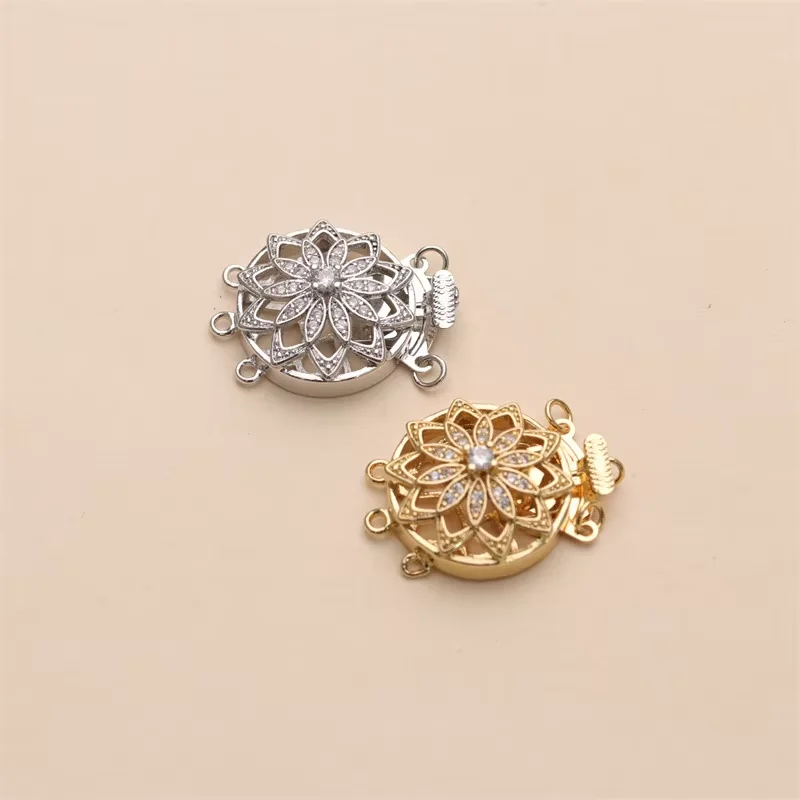 21.5X27.5mm Cubic Zircon CZ Micro Pave Hollow Fower  Clasp