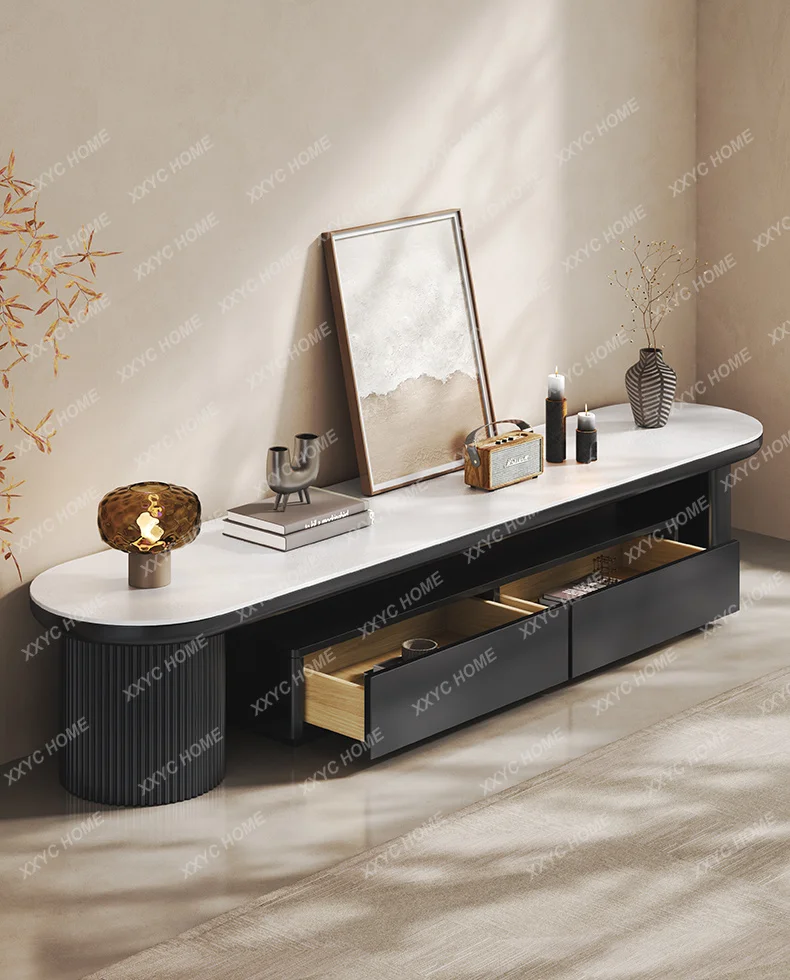 Light luxury relief rock slab TV cabinet coffee table combination high value household