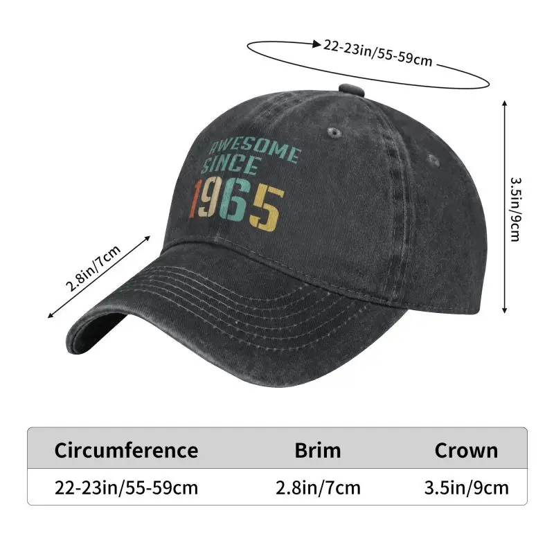 Fashion Cotton Awesome Since 1965 57th Birthday Baseball Cap Women Men Breathable Dad Hat Sports