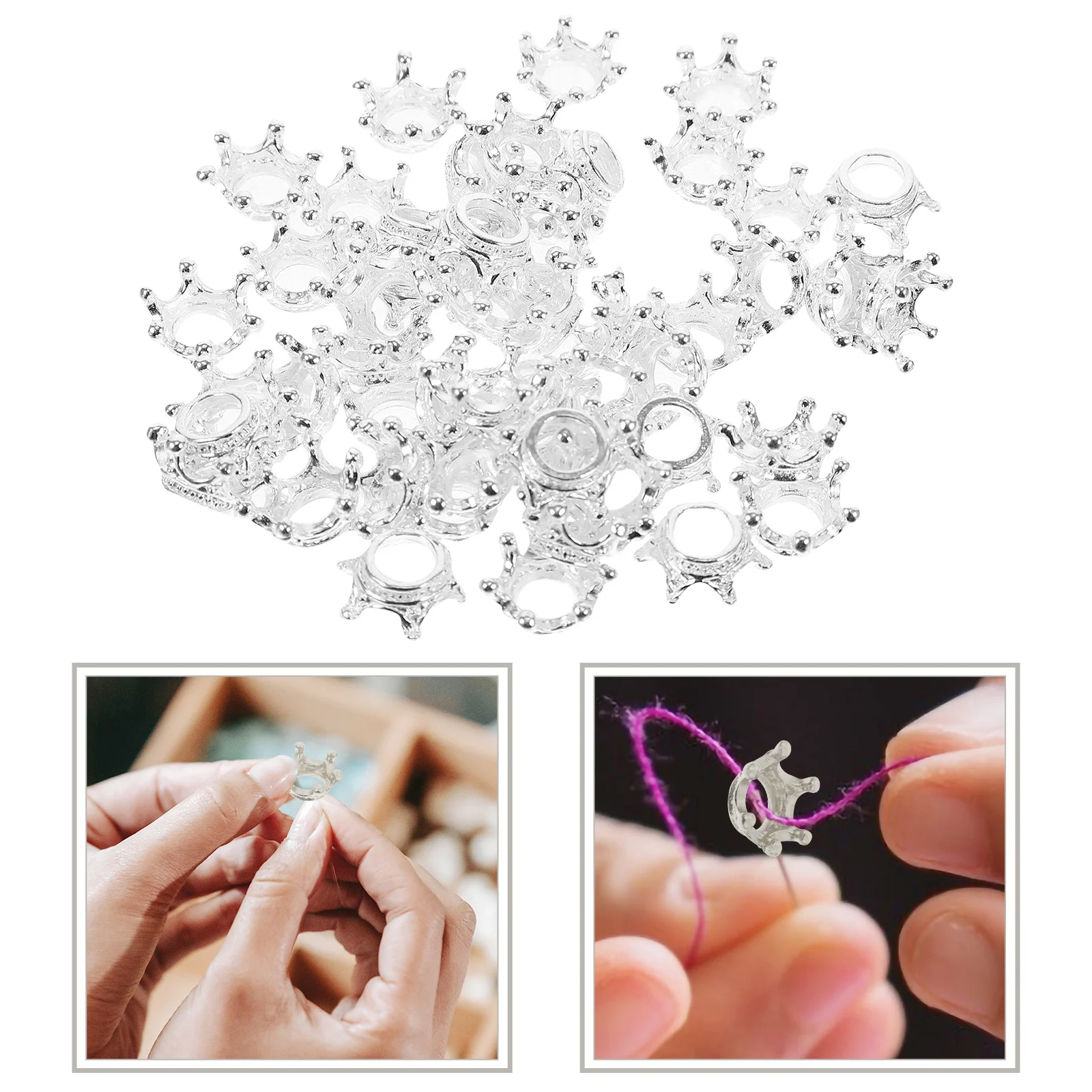 

60Pcs Crown-Design Pendant Alloy Beads for DIY Jewelry Crafts Lovely Pendants Decoration Supplies Crowns Jewelry Pendant