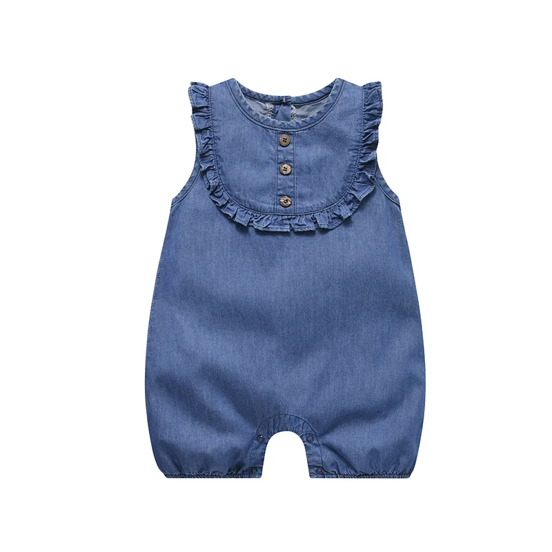 Clibeso Summer Newborns Lace Rompers Girl Denim Bodysuits Children Birthday Cute Clothing Girls Jumpsuit Baby Clothes