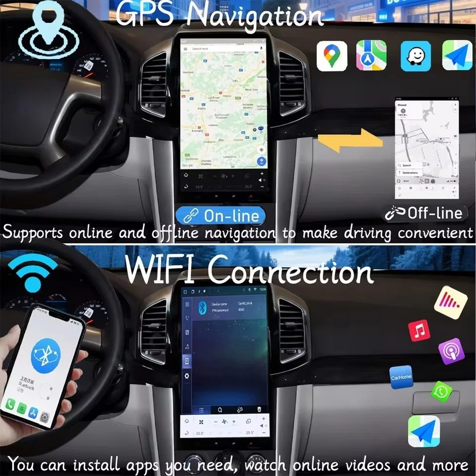 HANL راديو تلقائي لسيارة شيفروليه كابتيفا 2013-2017 أندرويد 13 شاشة عمودية سيارة لتحديد المواقع والملاحة ستيريو رئيس وحدة مشغل وسائط متعددة