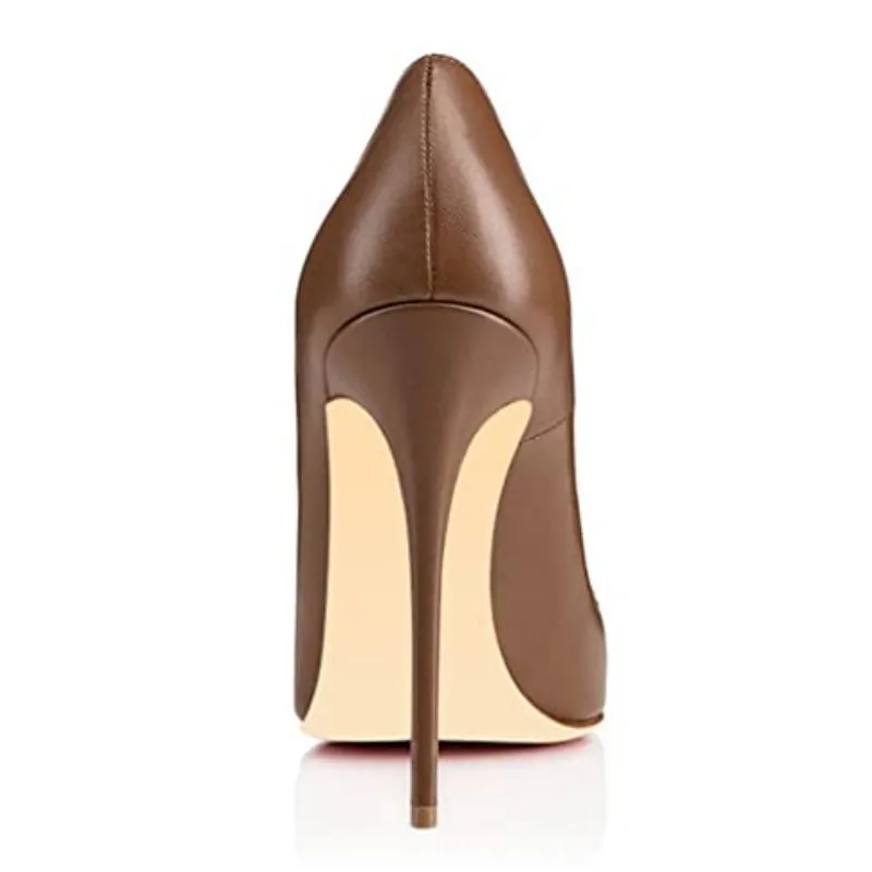 

DIZHUANG Модные женские туфли на высоком каблуке. Коричневые кожаные одиночные туфли. Высота каблука около 12 см. Острые туфли. Модный показ банкет