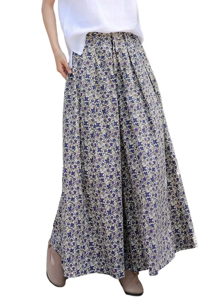 

Floral Printed Palazzo Pants Wide Leg Cotton Comfy Casual Trousers Summer