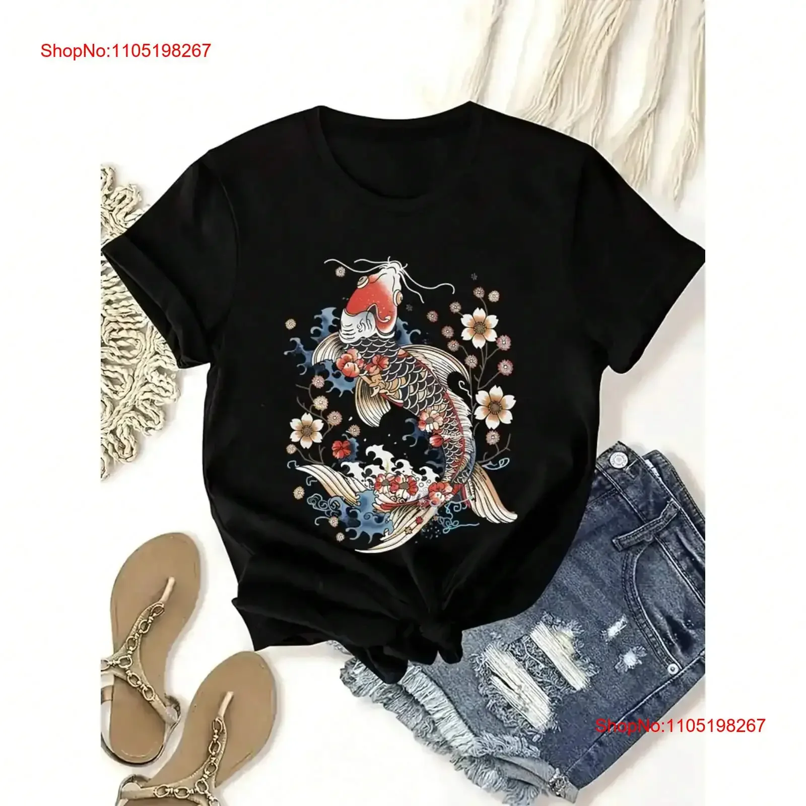 100 قطن سمك الشبوط طوكيو نمط مطبوعة عارضة عارضة قصيرة الأكمام قميص خمر غسلها قليلا للجنسين مريحة