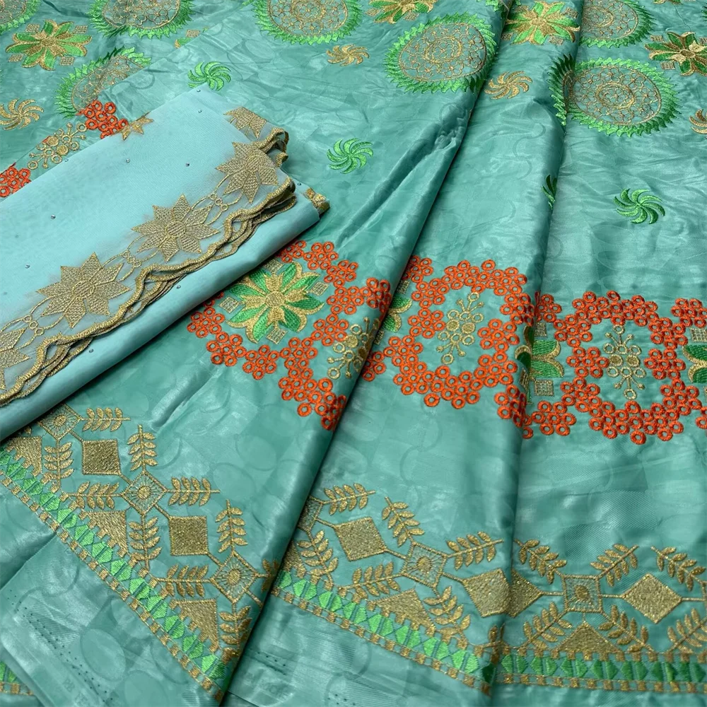 Beautiful African Bazin Riche Fabric African Lace Fabric 5+2 Yards Embroidery Lace Nigerian Lace Fabric Bazin Brode For Dress BZ