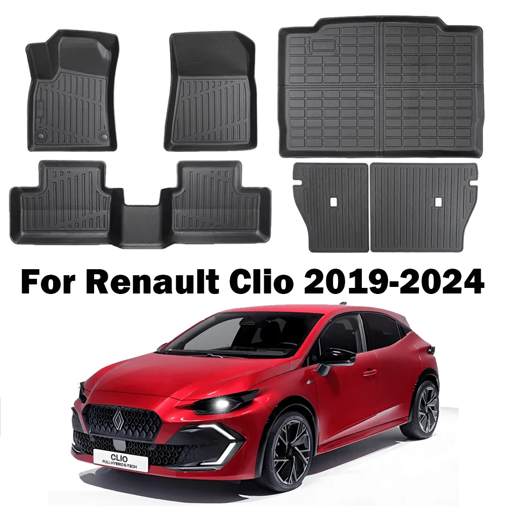 

Автомобильные коврики TPE для Renault Clio 2019-2024, резиновые всепогодные водонепроницаемые нескользящие износостойкие автомобильные подкладки багажника