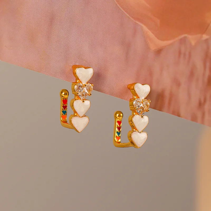 

Light Luxury Love Zircon Oil-drop Earrings High-end Exquisite Niche Temperament Versatile Earrings for Women