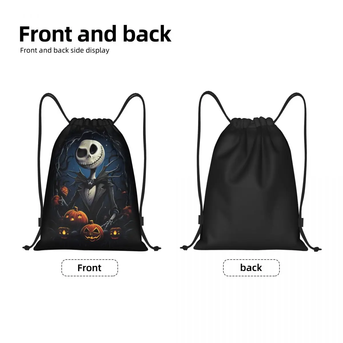 Custom The Nightmare Before Christmas Drawstring Backpack Sports Gym Bag for Men Women Jack Skellington Training Sackpack