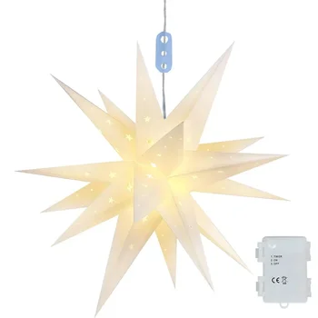 Grande luz escandinava da estrela 3D, enfeite da árvore de Natal, guirlanda suspensa, festa ao ar livre, feriado do Natal, 35 cm, 58cm