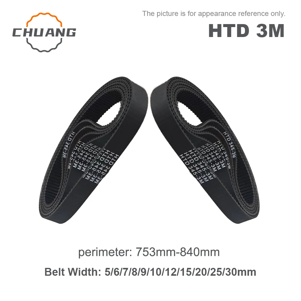 

HTD 3M Rubber Timing belt Width 10/15/20/25/30mm Perimeter 753mm~840mm Rubber Closed Loop Synchronous Belts