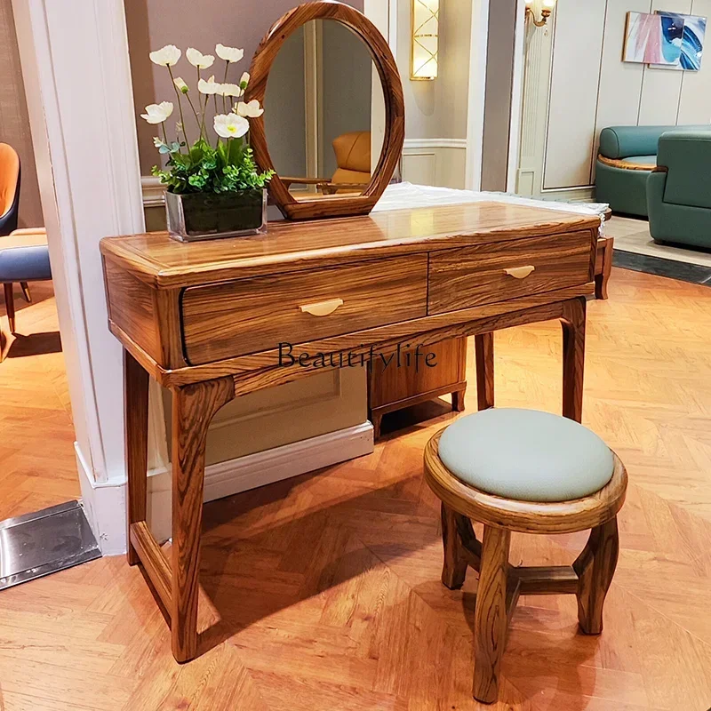 

01New Chinese ebony dresser full solid wood simple bedroom makeup mirror