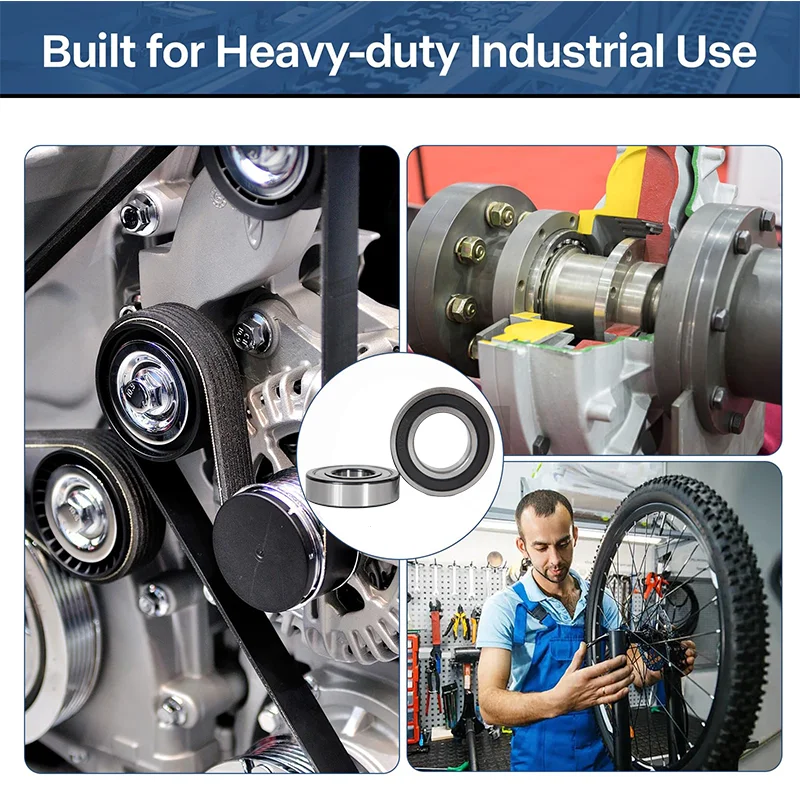 Rodamientos de bolas, diámetro de 1/2 pulgada, 1-1/8 "OD, sellos de goma duales, funcionamiento de poco ruido para herramientas eléctricas, bicicletas, electrodomésticos, maquinaria pequeña