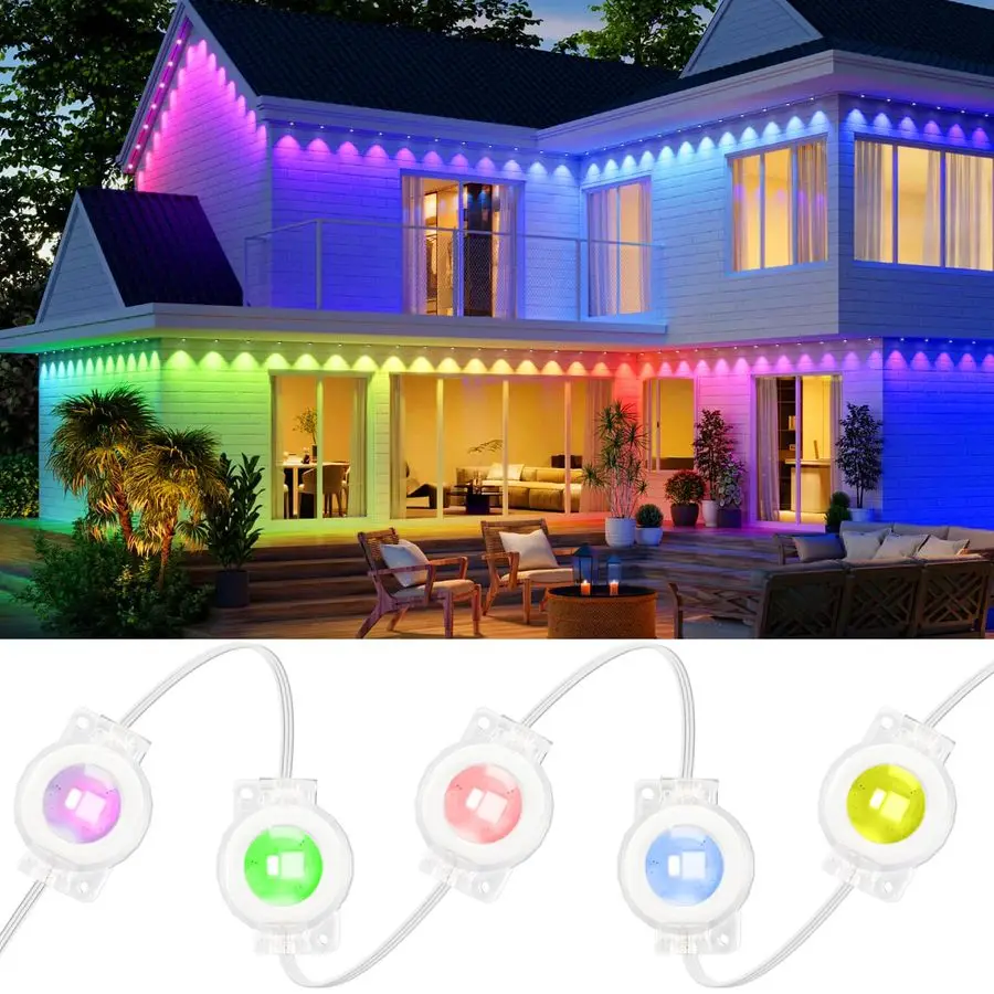 

Permanent Outdoor Lights, 111FT with Smart 72 RGB LED Light for House amp Outdoor Decor, DIY Scene Mode, IP65 Waterproof Eaves L