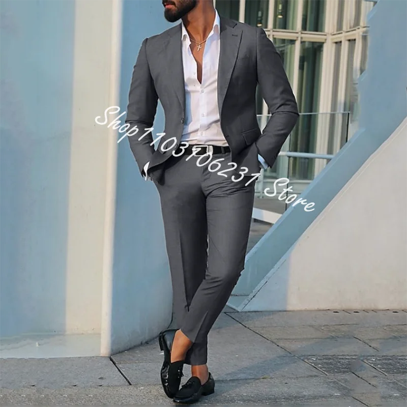 Costume Homme Black Wedding Business Men Suit Prom Terno Masculino Groom Bridegroom Slim Fit Male Suit Blazer 2 Pcs Jacket+Pants