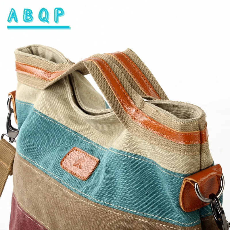 New Women's Handbag Luxury Brand Canvas Women's Shoulder Bag Stitched Colorful Casual Women's Bag Large Capacity High Quality