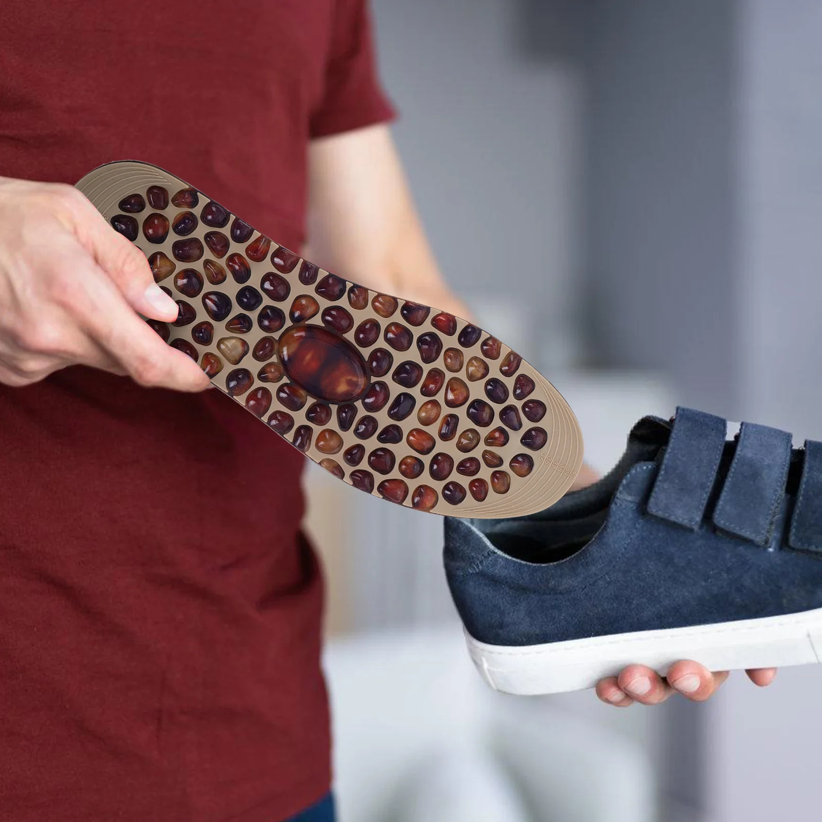 

Massage Insole Foot Pressure Relief TPR Antislip Breathable Trim to Fit Various Shoes Therapy Acupressure