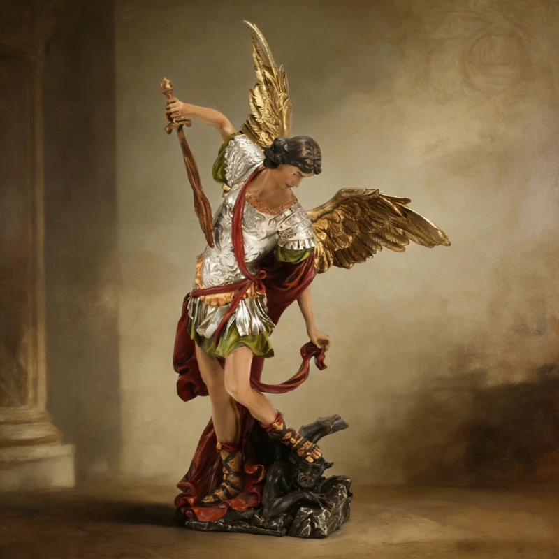 

1Pc 17cm St Michael Statue San Miguel Arcangel Victory Over Satan Collectible Figurine Home Decor