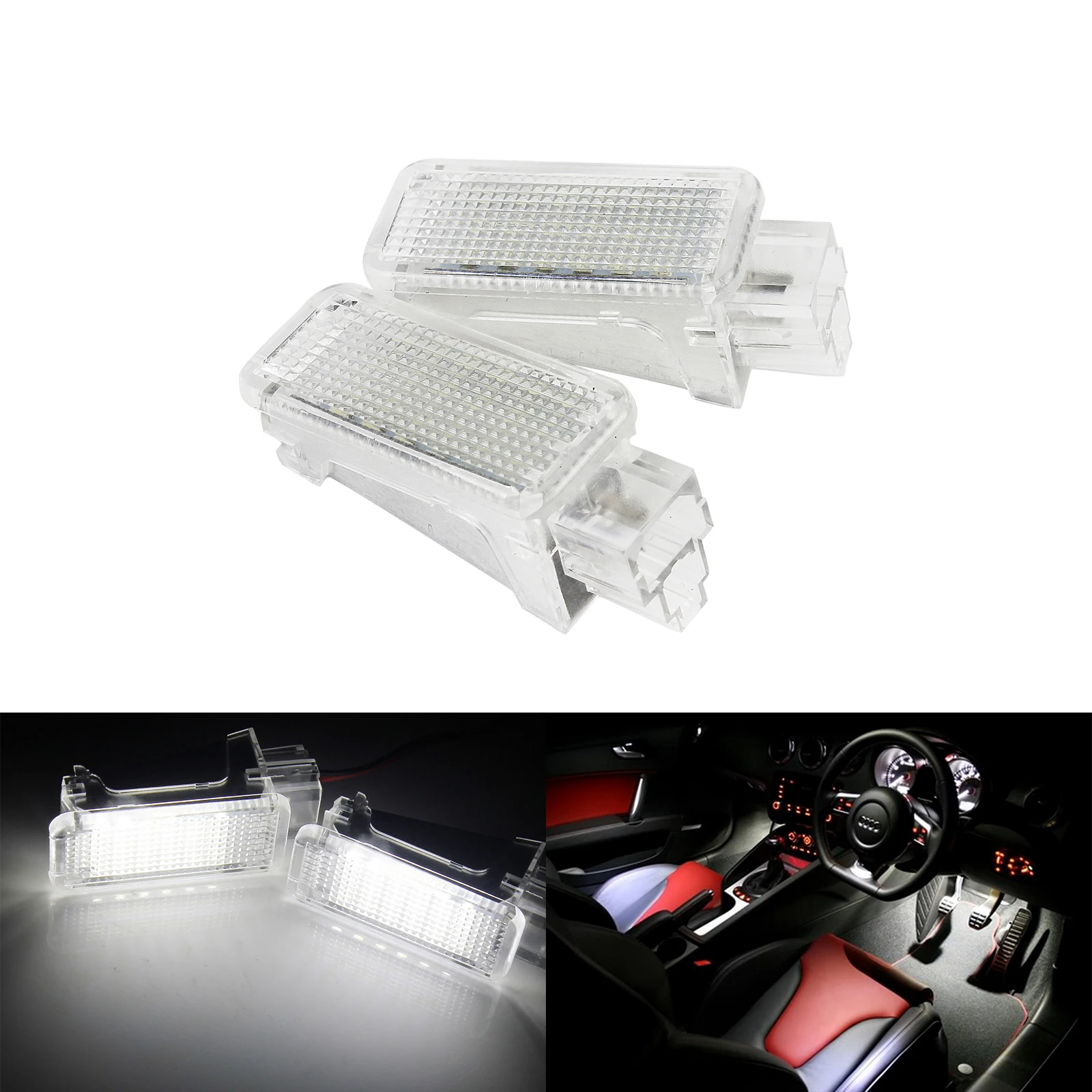 ANGRONG 2x White Car Trunk Light LED Door Courtesy Light Lamps For Audi A2/A3/A4/S4/RS4/A5/A6/RS6/A8/Q5/Q7/TT/R8
