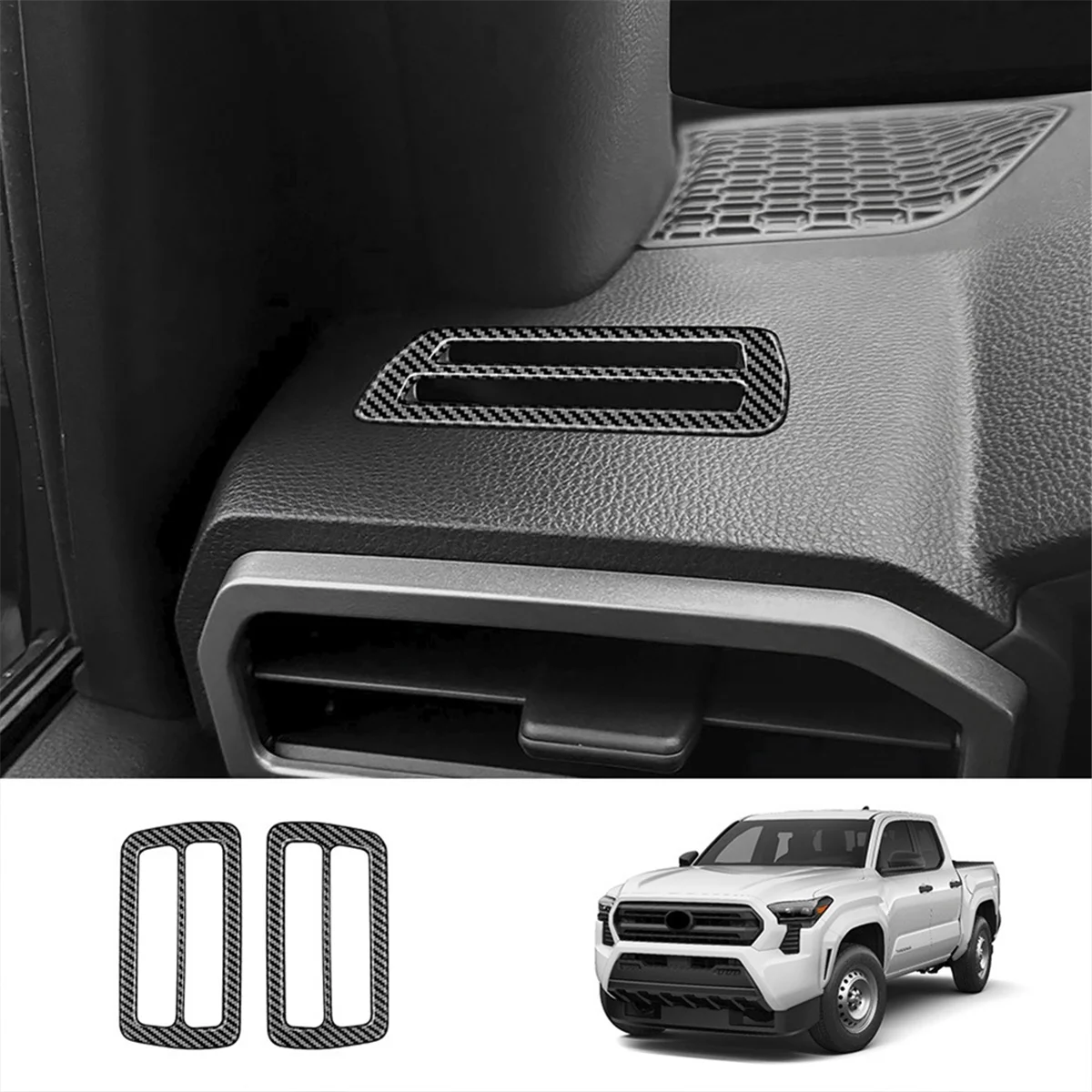 Car Instrument Panel Air Outlet Frame for Toyota TACOMA 2024 A/C Air Outlet Trim Stickers Car Accessories Carbon FiberHUG