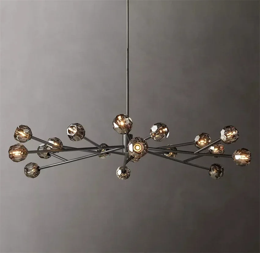 

Boule de Cristal Smoke Chandelier Black Vintage Lustre Molecular Cut Crystal Sputnik Chandelier Lighting for Living Room Bedroom