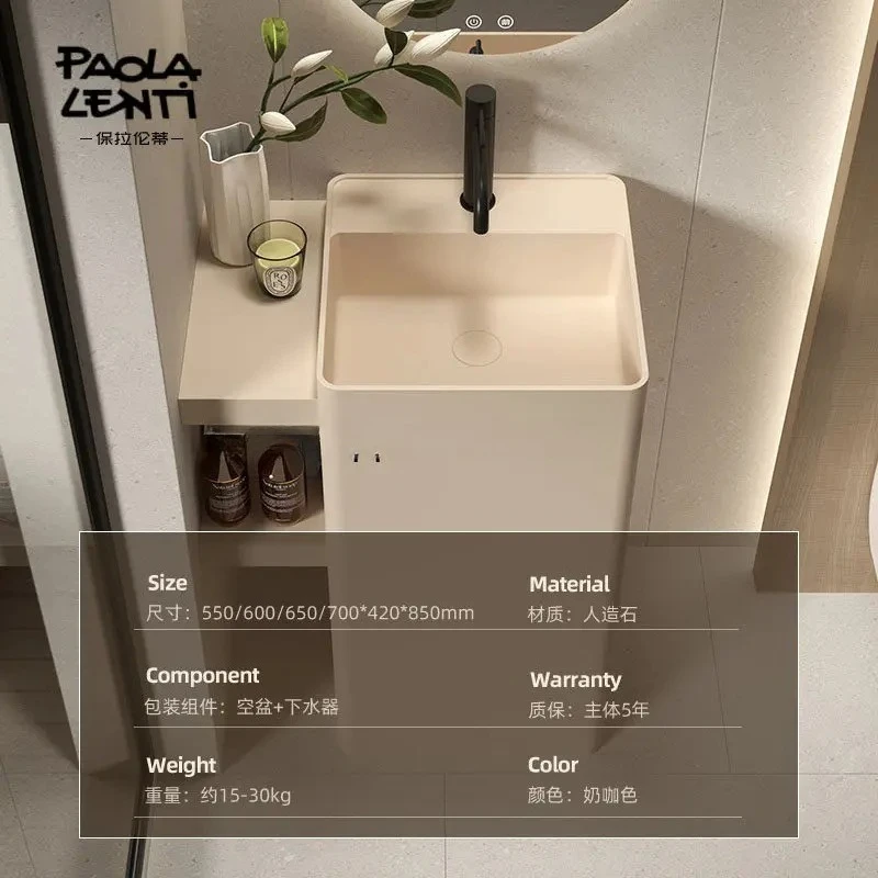 

b3 Countertop Storage Rack Wash Basin for Home Bathroom Integrated Floor-standing Washstand Pedestal Basin