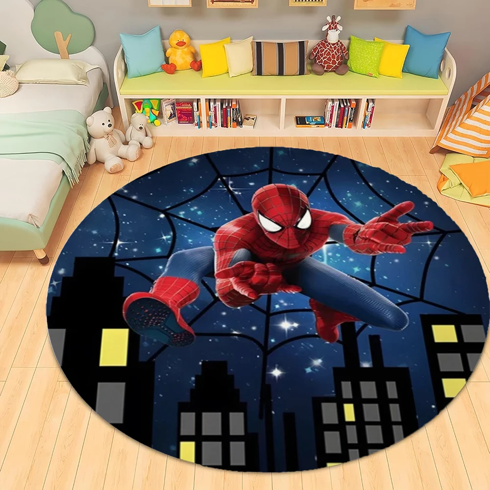 MINISO Disney Spiderman Rug Anti-slip Area Rugs Round Carpet for Living Room Kitchen Bedroom Sofa Rugs Kids Bedroom  Floor Mat