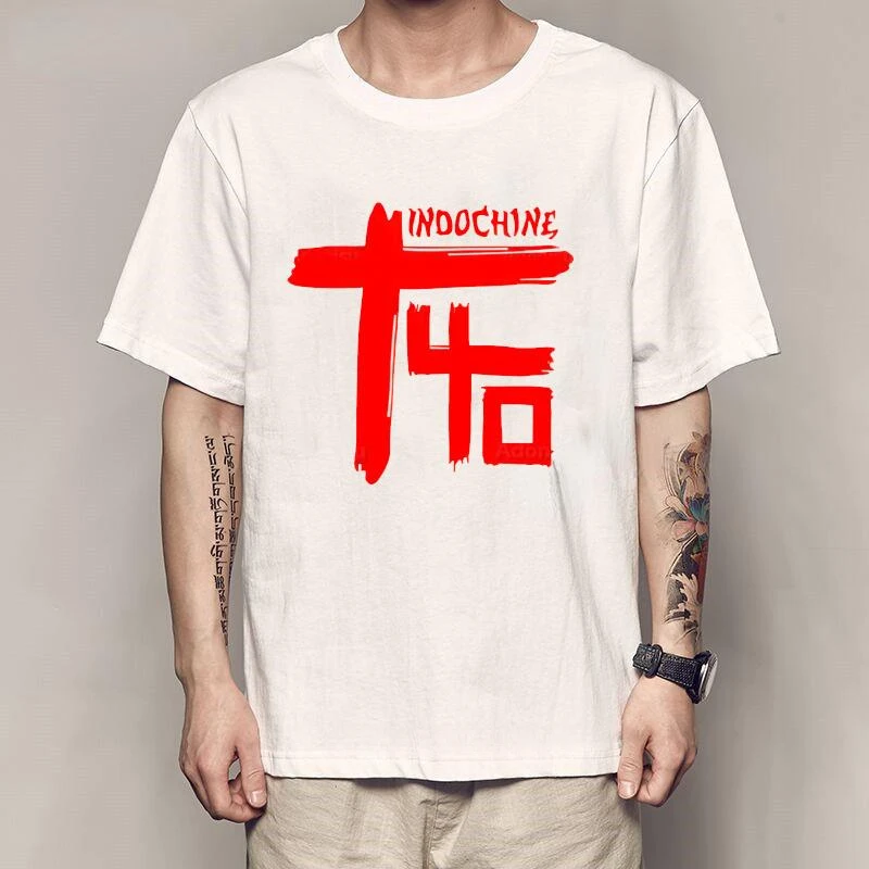 fashion manga indochine groupe rock français T-Shirt New Wave French Band Men Basic Short Sleeve Casual Summer Tees Tops Tshirt