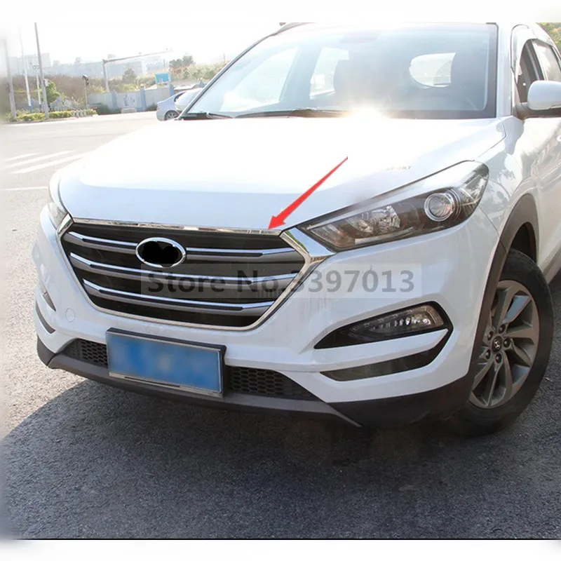 For 2015 2016 2017 Hyundai Tucson stainless steel Front Hood Bonnet Cover Trim Garnish Styling