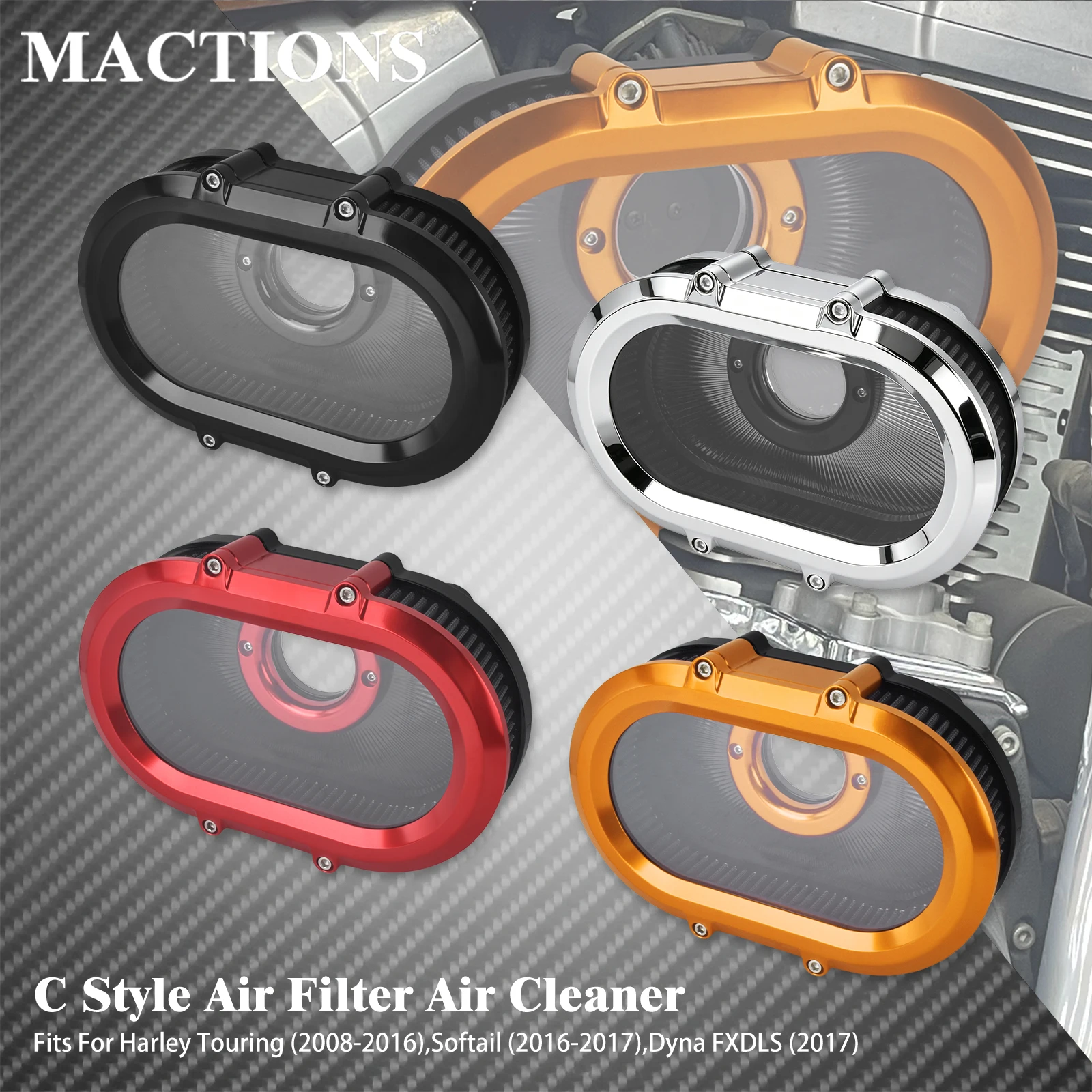 Motorcycle Air Filter Air Intake Cleaner With Rings Accessories For Harley Trike Touring Road Street Glide 08-16 Dyna FXDLS 2017