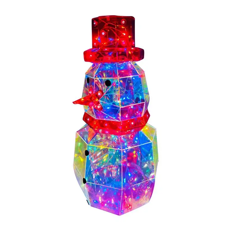 Snowman Figure With Light Colorful Light Prism Snowman For Christmas Novelty Lighting Statue Indoor Desk Lamp For Study Room