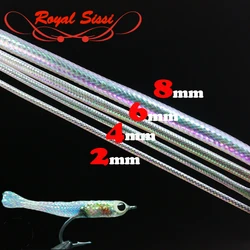 Royal sissi 2 medidores pacote ez minnow voar pérola mylar tubo 4 tamanhos opcionais flash pérola peixe escala corpo tubo voar amarrando materiais