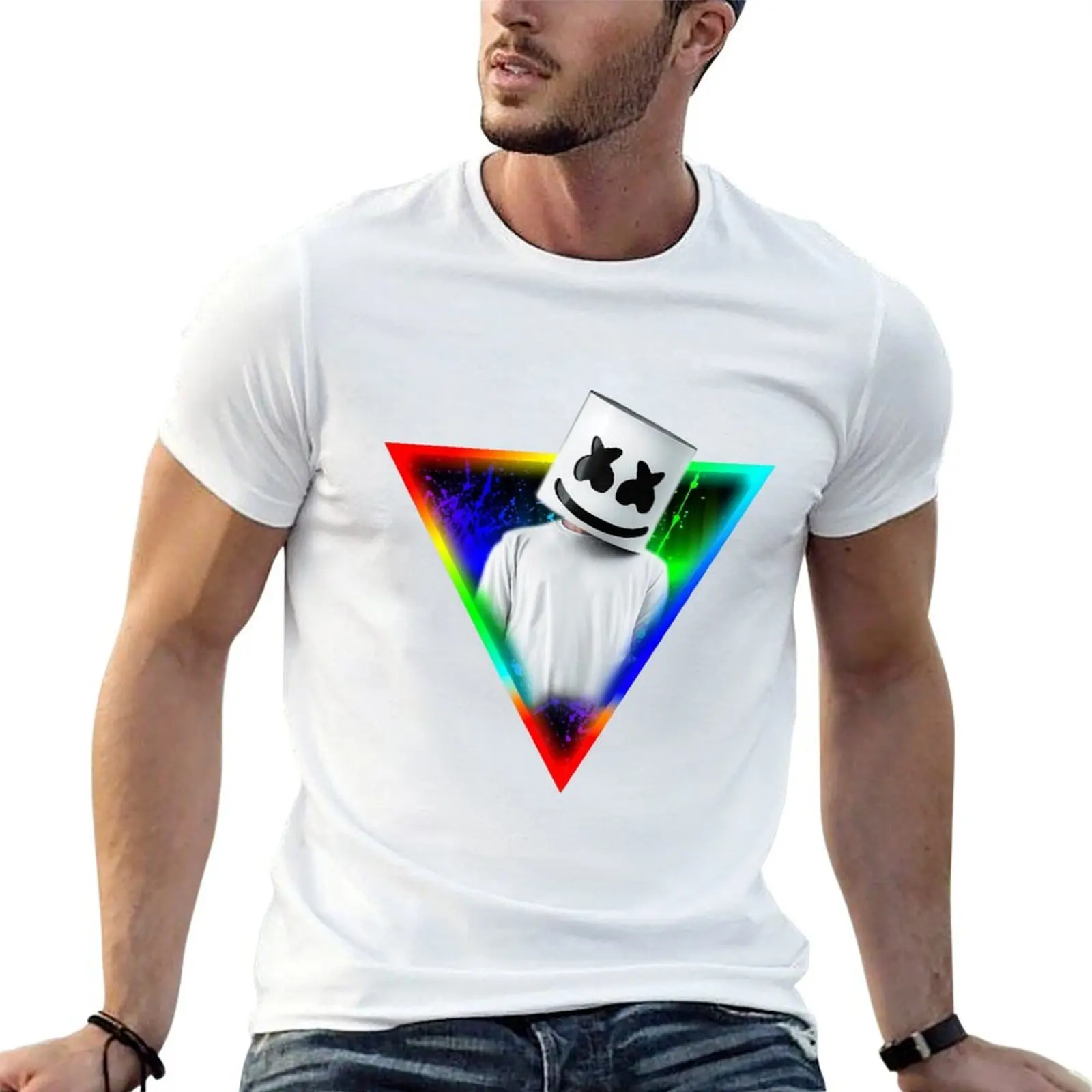 

DJ Marshmello Rainbow Rave T-Shirt t shirts designer man graphic t shirt T-Shirt