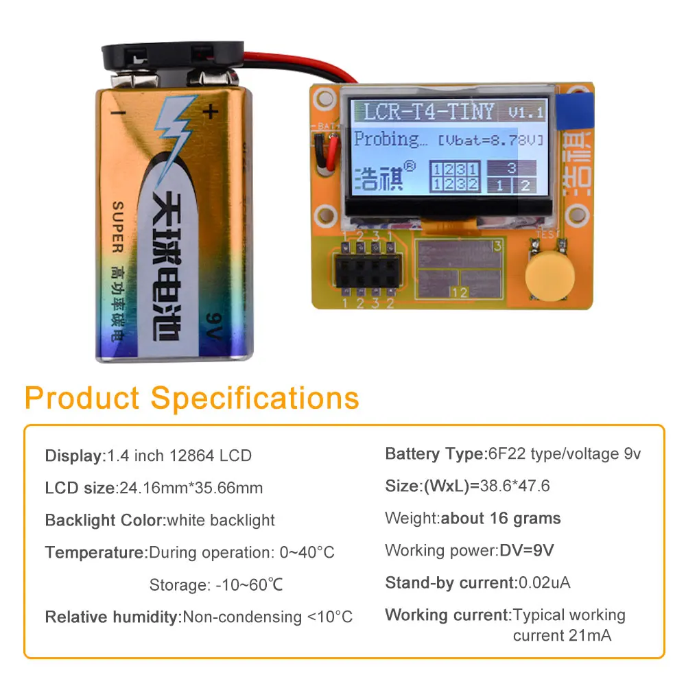 Alta qualità nuovissimo Tester a Transistor da LCR-T4-TINY metri diodo triodo capacità induttanza SCR Display LCD da 1.4 pollici